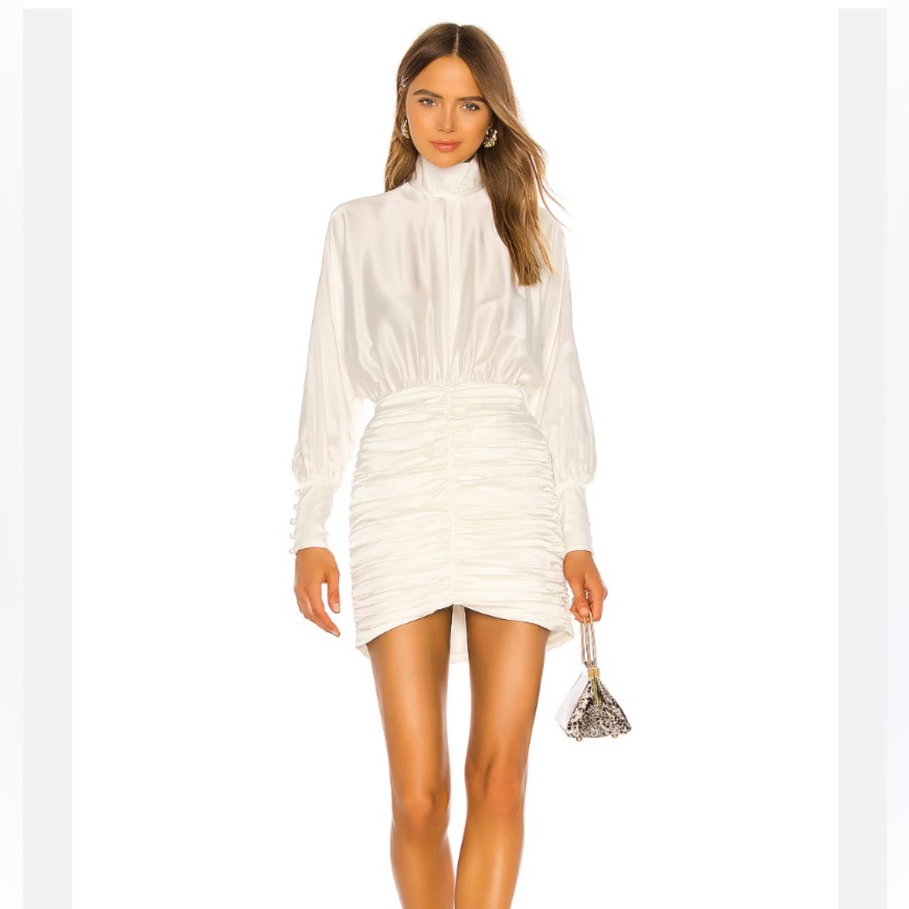 Elegant White Ruched Dress